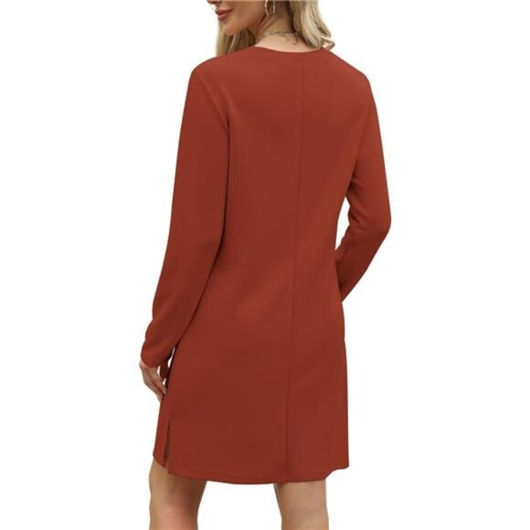 Women's Casual Long Sleeve Dress - Trendy Fall Fashion Cozy Travel Outfit - Picture 6 of 7
